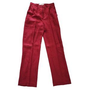 MaxMara Pleated Straight Leg Linen Trousers Berry Red US Women's SZ 4